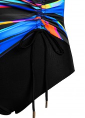 Surplice Dazzle Colorful Print Black One Piece Swimwear | thumb picture 