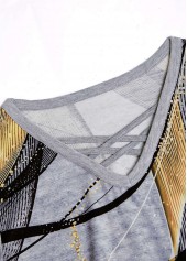 Light Grey Marl Criss Cross Geometric Print T Shirt | thumb picture 