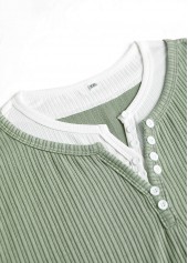 Light Green Fake 2in1 Long Sleeve T Shirt | thumb picture 