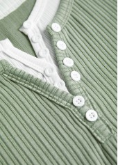 Light Green Fake 2in1 Long Sleeve T Shirt | thumb picture 