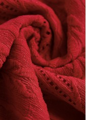 Wine Red Lace Long Sleeve Turn Down Collar Blouse | thumb picture 