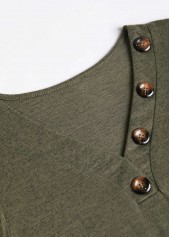 Olive Green Asymmetry Long Sleeve V Neck T Shirt | thumb picture 