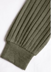 Olive Green Asymmetry Long Sleeve V Neck T Shirt | thumb picture 