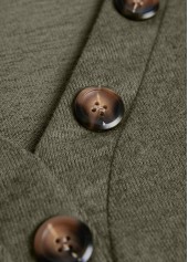 Olive Green Asymmetry Long Sleeve V Neck T Shirt | thumb picture 