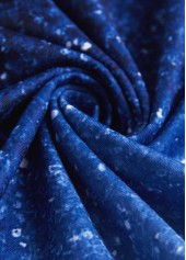 Blue Patchwork Ombre Long Sleeve Round Neck T Shirt | thumb picture 