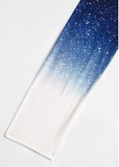 Blue Patchwork Ombre Long Sleeve Round Neck T Shirt | thumb picture 