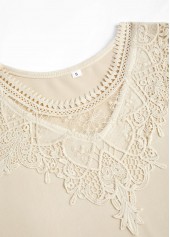 Beige Embroidery Long Sleeve Round Neck T Shirt | thumb picture 