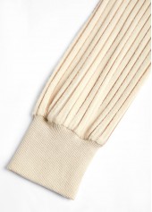 Beige Embroidery Long Sleeve Round Neck T Shirt | thumb picture 