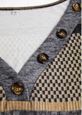 Dark Blue Patchwork Geometric Print Long Sleeve T Shirt | thumb picture 