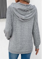 Grey Drawstring Patchwork Long Sleeve Hoodie | thumb picture 