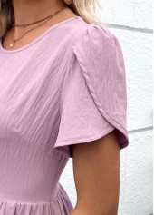 Dusty Purple Zipper Short Sleeve Round Neck Dress | thumb picture 