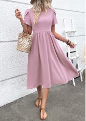 Dusty Purple Zipper Short Sleeve Round Neck Dress | thumb picture 