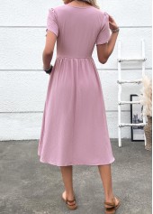 Dusty Purple Zipper Short Sleeve Round Neck Dress | thumb picture 