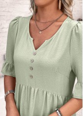 Sage Green Button A Line Half Sleeve Dress | thumb picture 