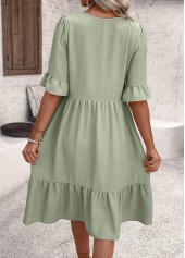 Sage Green Button A Line Half Sleeve Dress | thumb picture 