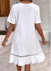 White Embroidery A Line Short Sleeve V Neck Dress | thumb picture 