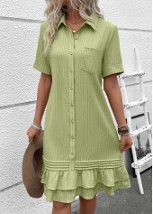 Sage Green Button A Line Short Sleeve Dress | thumb picture 