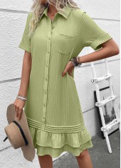 Sage Green Button A Line Short Sleeve Dress | thumb picture 