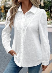 White Embroidery Long Sleeve Tunic Shirt | thumb picture 