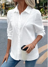 White Embroidery Long Sleeve Tunic Shirt | thumb picture 