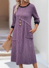 Plus Size Dusty Purple Tummy Coverage Long Sleeve Dress | thumb picture 