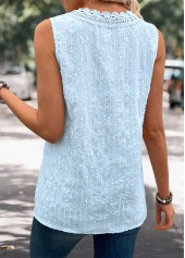 Light Blue Embroidery Sleeveless V Neck Tank Top | thumb picture 