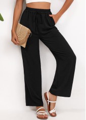 Black Drawstring Wide Leg Elastic Waist High Waisted Pants | thumb picture 