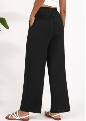 Black Drawstring Wide Leg Elastic Waist High Waisted Pants | thumb picture 
