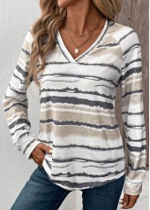 Light Camel Tie Dye Print Long Sleeve T Shirt | thumb picture 