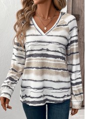 Light Camel Tie Dye Print Long Sleeve T Shirt | thumb picture 