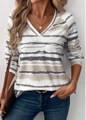 Light Camel Tie Dye Print Long Sleeve T Shirt | thumb picture 