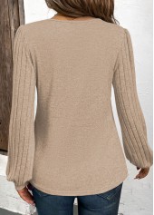 Light Camel Button Geometric Print Long Sleeve T Shirt | thumb picture 