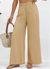Light Camel Wide Leg Elastic Waist High Waisted Pants | thumb picture 