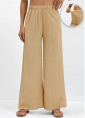 Light Camel Wide Leg Elastic Waist High Waisted Pants