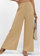 Light Camel Wide Leg Elastic Waist High Waisted Pants | thumb picture 