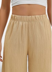 Light Camel Wide Leg Elastic Waist High Waisted Pants | thumb picture 
