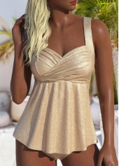 Hot Stamping Champagne Wide Strap Tankini Set