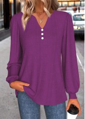 Purple Split Long Sleeve T Shirt