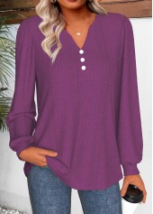 Purple Split Long Sleeve T Shirt | thumb picture 