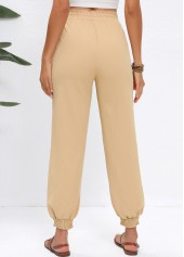 Light Camel Drawstring Jogger Elastic Waist High Waisted Pants | thumb picture 