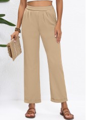 Light Camel Straight Leg Elastic Waist High Waisted Pants | thumb picture 