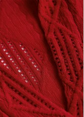 Wine Red Lace Long Sleeve Turn Down Collar Blouse | thumb picture 