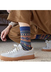 Multi Color Geometric Print Mid Calf Socks | thumb picture 