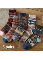 Multi Color Geometric Print Mid Calf Socks
