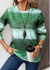 Green Patchwork Tribal Print Long Sleeve Sweatshirt | thumb picture 