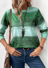Green Patchwork Tribal Print Long Sleeve Sweatshirt | thumb picture 
