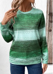 Green Patchwork Tribal Print Long Sleeve Sweatshirt | thumb picture 