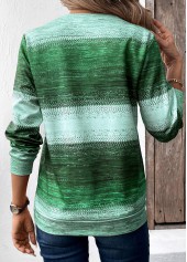 Green Patchwork Tribal Print Long Sleeve Sweatshirt | thumb picture 
