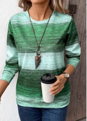 Green Patchwork Tribal Print Long Sleeve Sweatshirt | thumb picture 