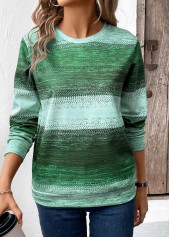 Green Patchwork Tribal Print Long Sleeve Sweatshirt | thumb picture 